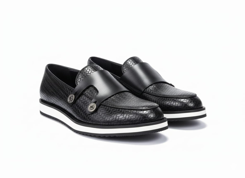 Executive Monk Loafers - Chocolate Python Premium Quality Leather 
White Sole - Casual + Official