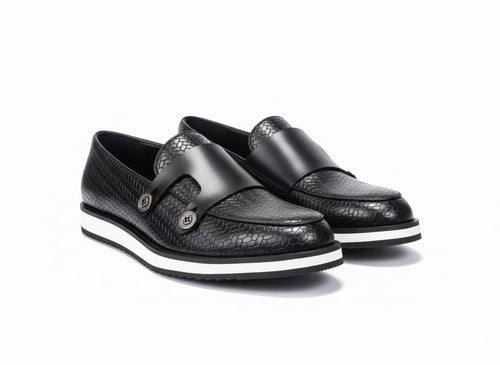 Executive Monk Loafers - Chocolate Python Premium Quality Leather 
White Sole - Casual + Official