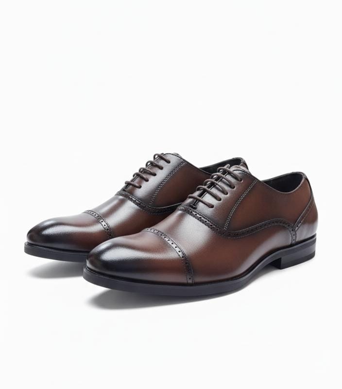 Oxford Cap-Toe Executive - Dark Mocha
🔥 Premium Leather Finish - Burnished Look
Classic Lace-Up Design