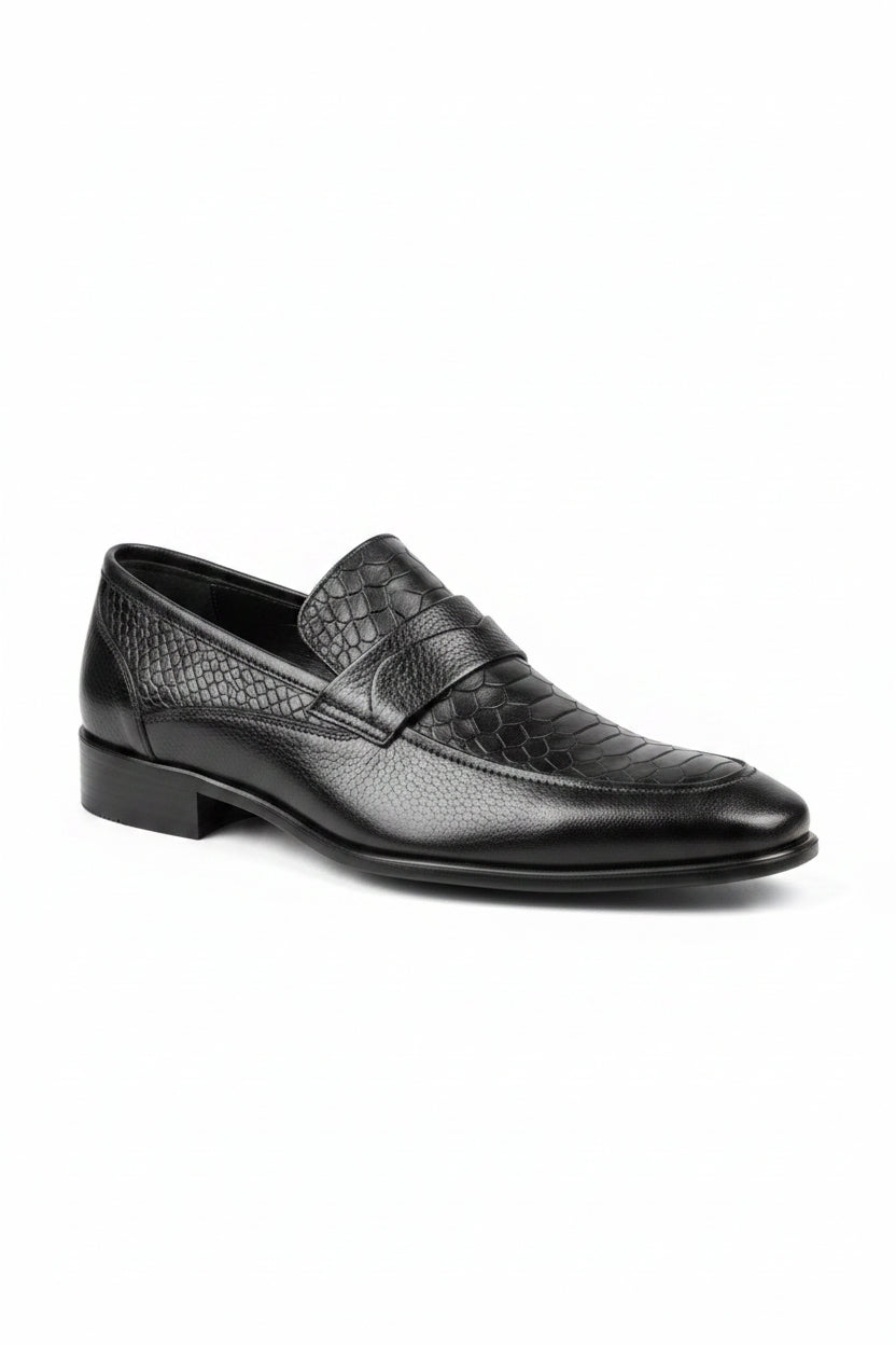 Men’s Croc-Embossed Leather Loafers – Premium Slip-On Formal Dress Shoes