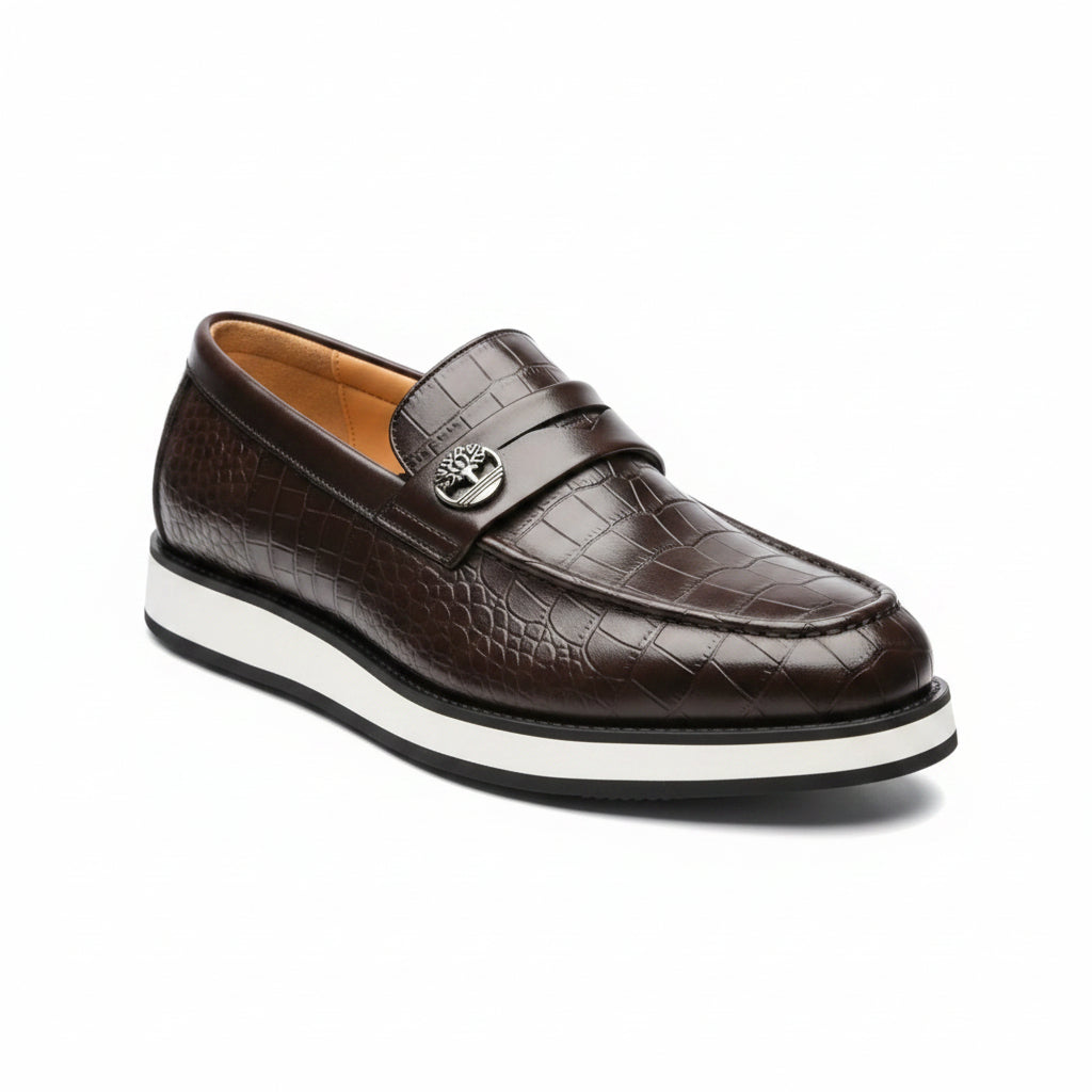 Luxury Textured Leather Loafers – Elegant Slip-On Formal & Smart Casual Shoes